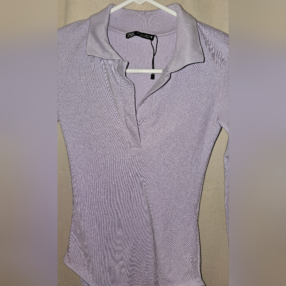 Zara Lavender Long Sleeve Bodysuit - Picture 2 of 4